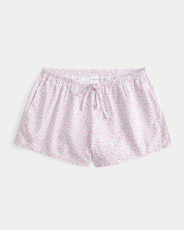 Oxford Cotton Tie Shorts, Light Pink Floral view 1