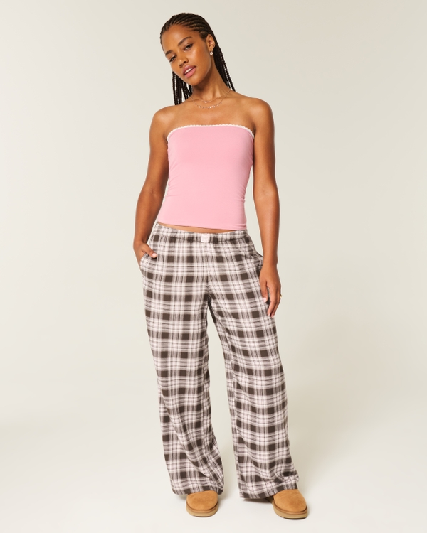 Baggy Flannel Pants, Greige Plaid view 1