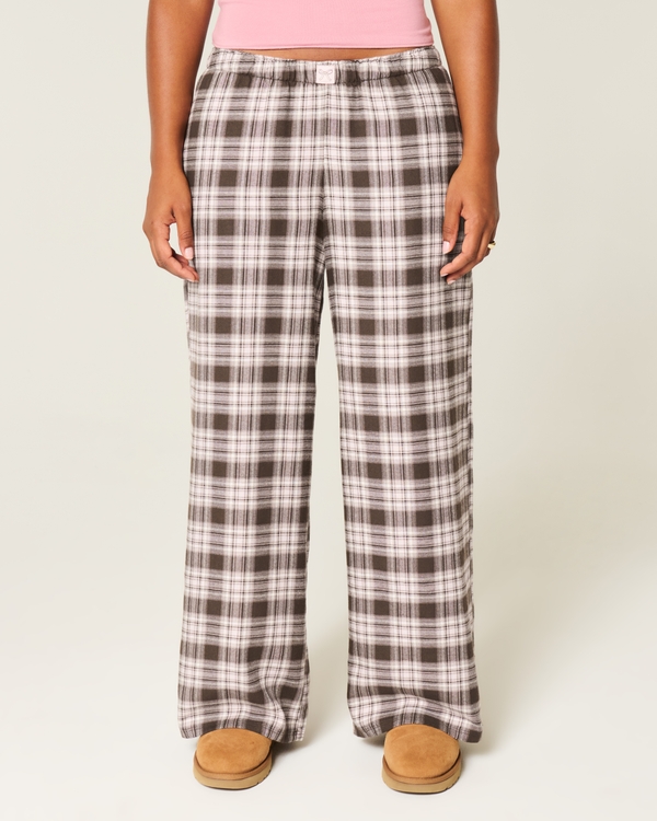 Baggy Flannel Pants, Greige Plaid view 2