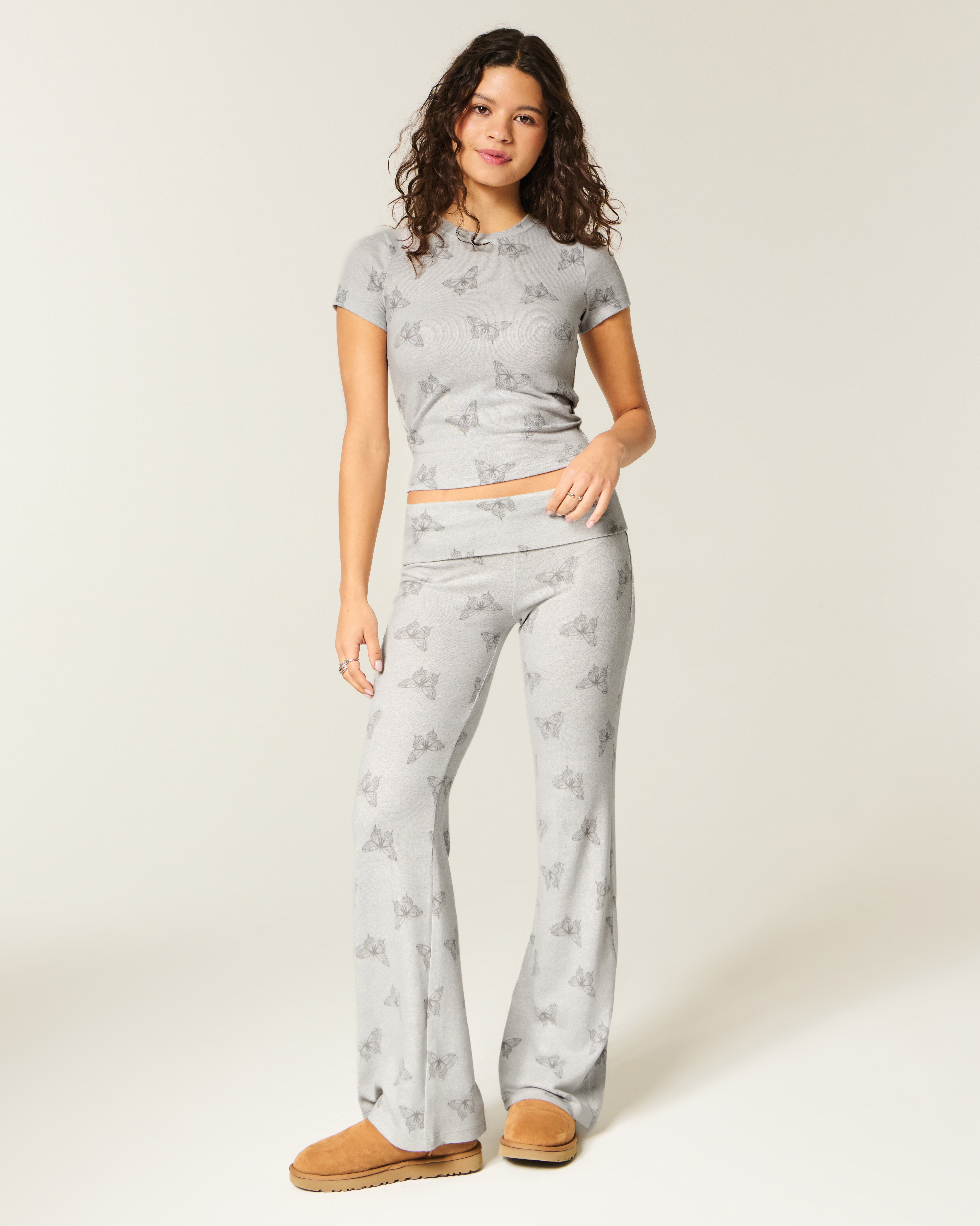 Hollister Always Cozy Knit Foldover Waist Flare Pants