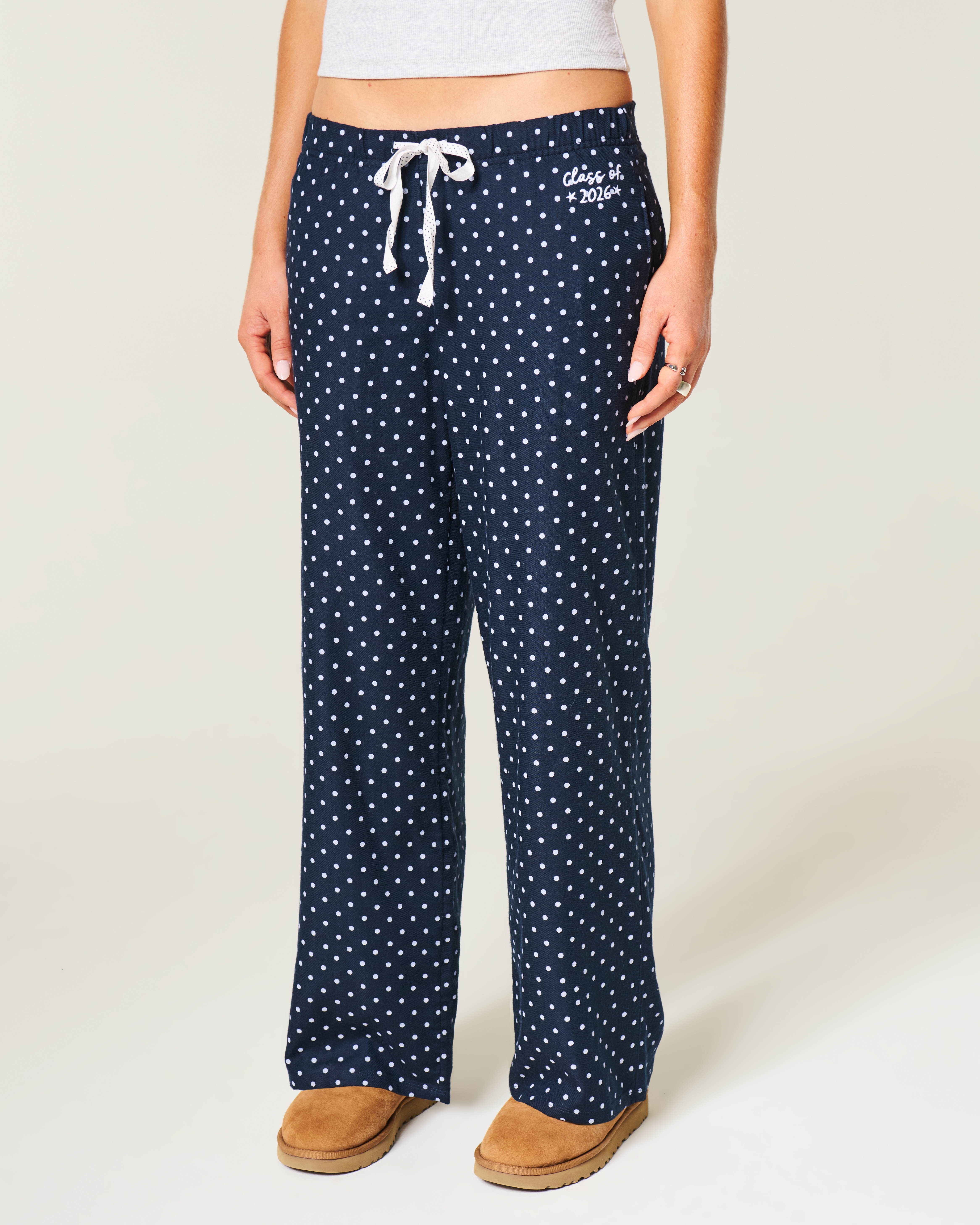 Hollister Flannel Wide-leg Class Of 2026 Graphic Pants In Blue