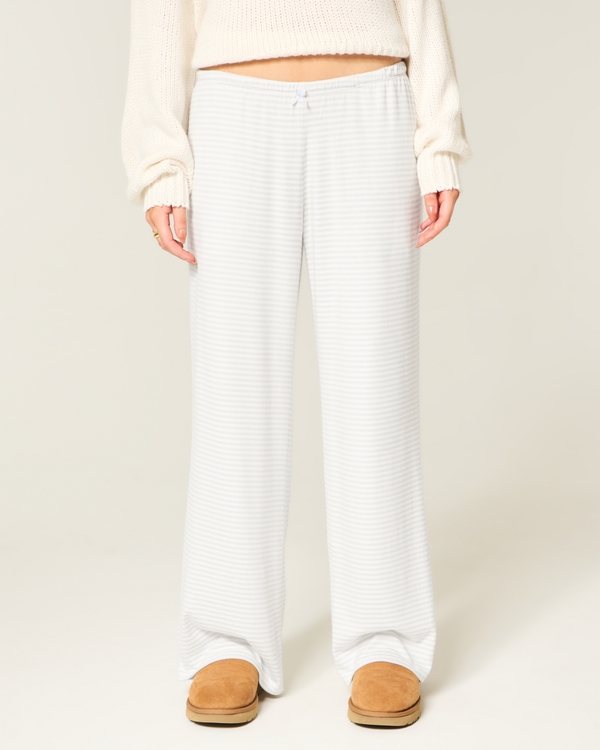 Cozy Wide-Leg Pants, Light Blue Stripe view 2