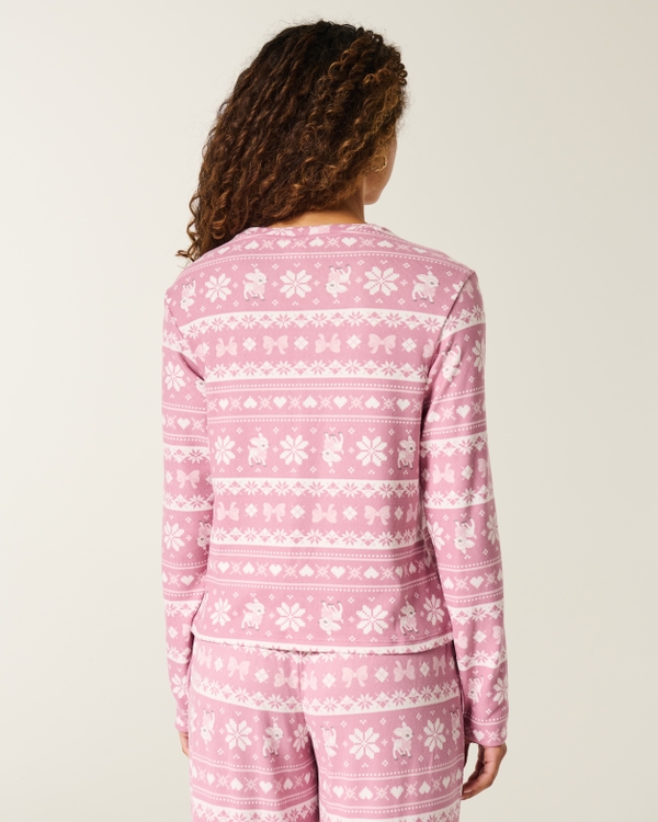Cozy Long-Sleeve Top, Rose Pattern view 2