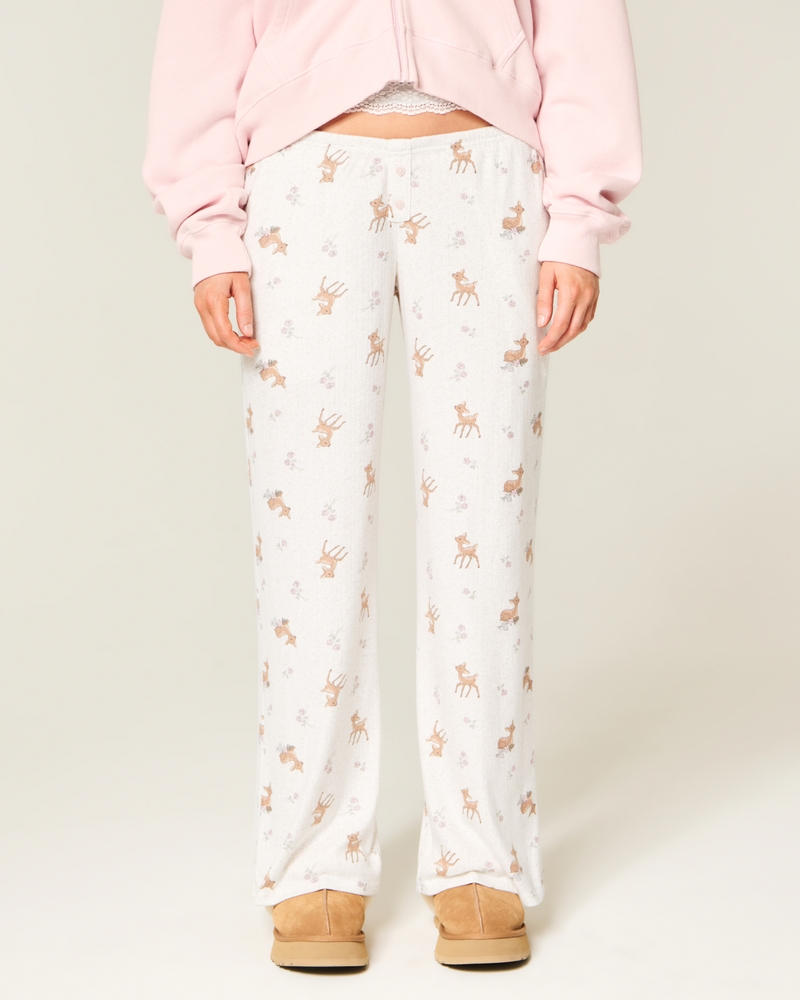 Cozy Pointelle Wide-Leg Boxer Pants