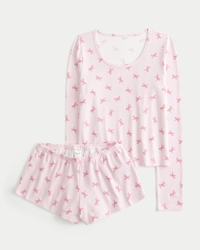 Cozy Long-Sleeve Scoop Top & Shorts Set