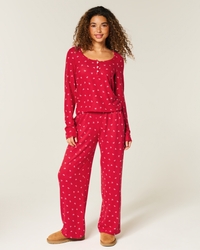 Cozy Henley & Wide-Leg Pants Set