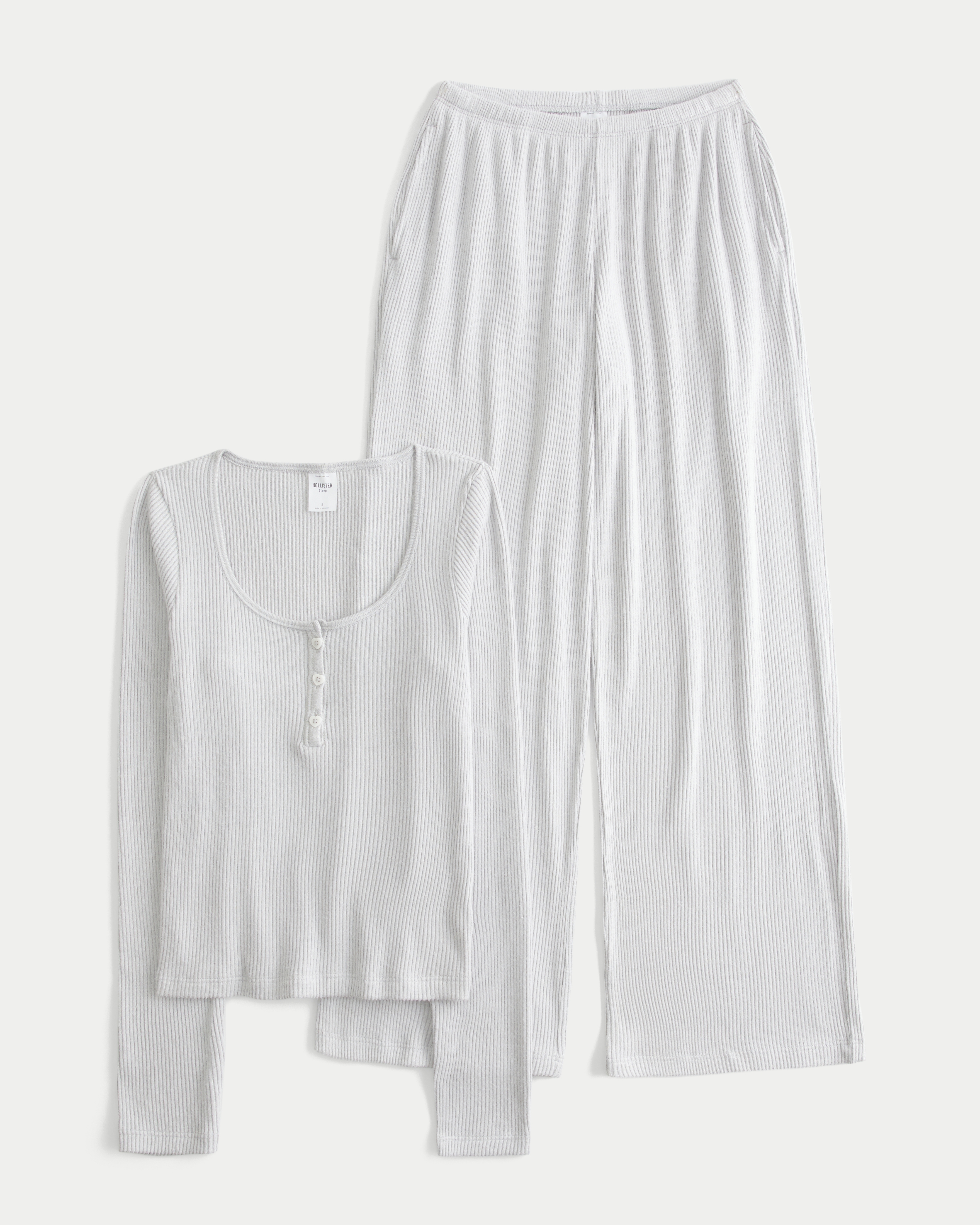 Always Cozy Rib Henley & Wide-Leg Pants Set