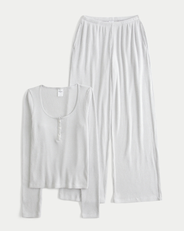 Always Cozy Rib Henley & Wide-Leg Pants Set
