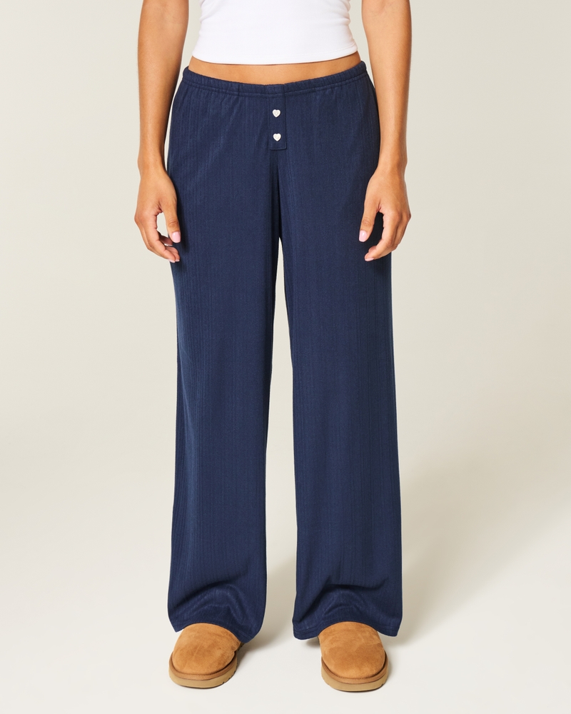 Cozy Pointelle Wide-Leg Boxer Pants
