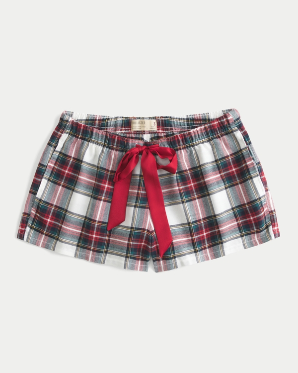 Holiday Vault Release Satin Tie Flannel Mini Shorts