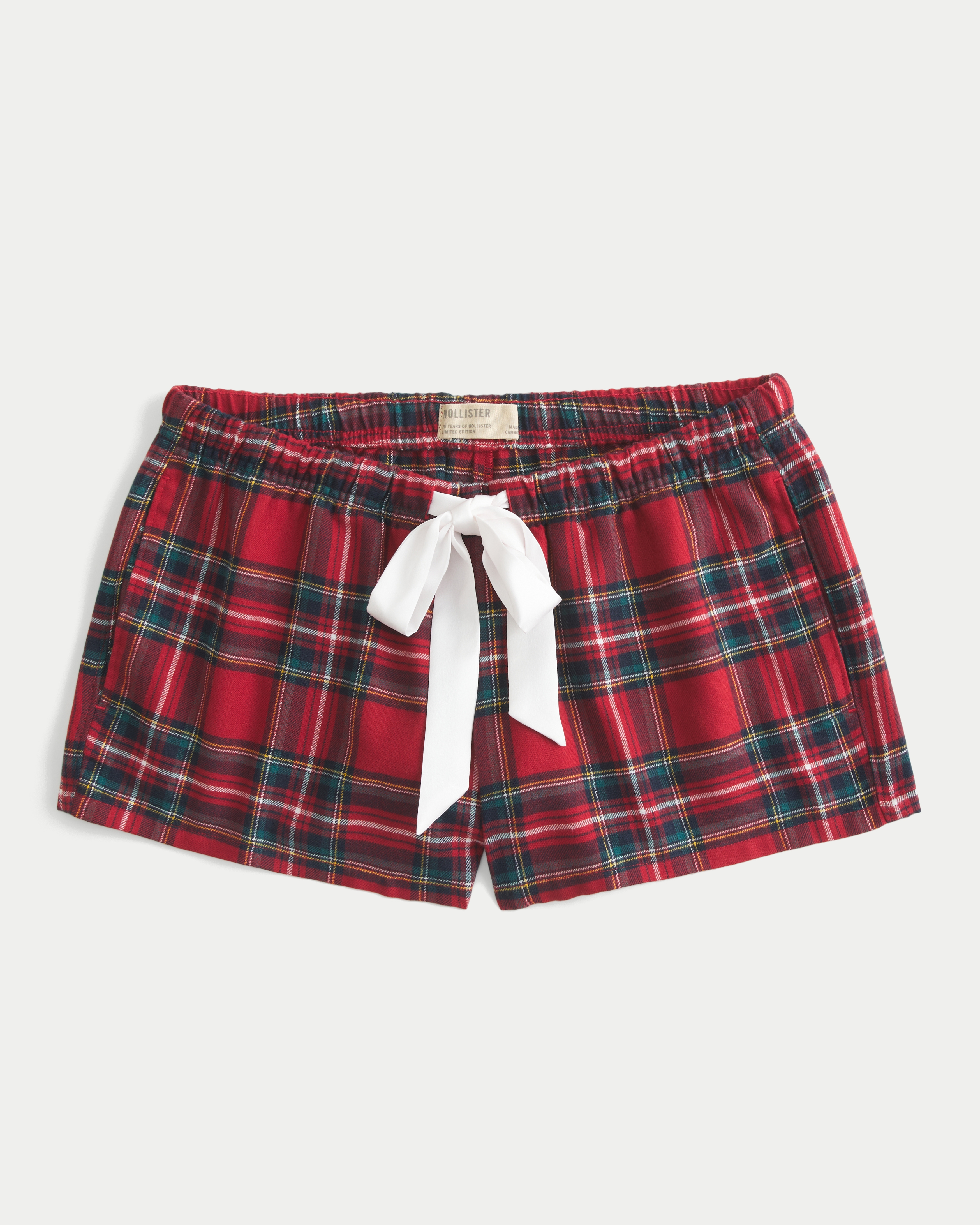 Holiday Vault Release Satin Tie Flannel Mini Shorts