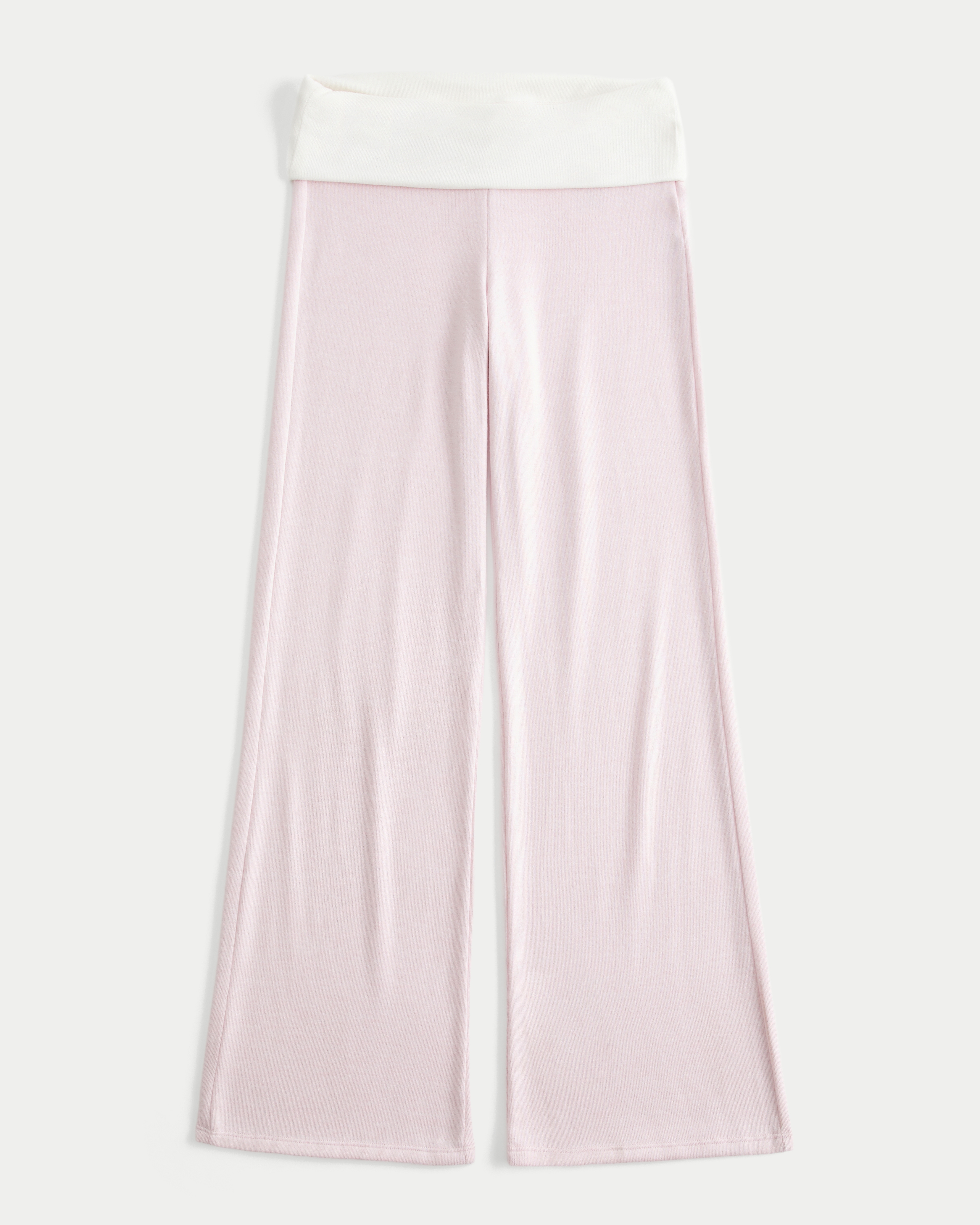 Foldover Waist Knit Flare Pants