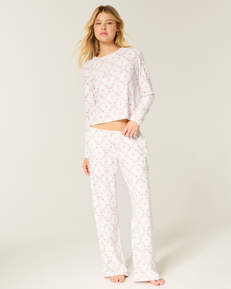 Foldover Waist Knit Flare Pants
