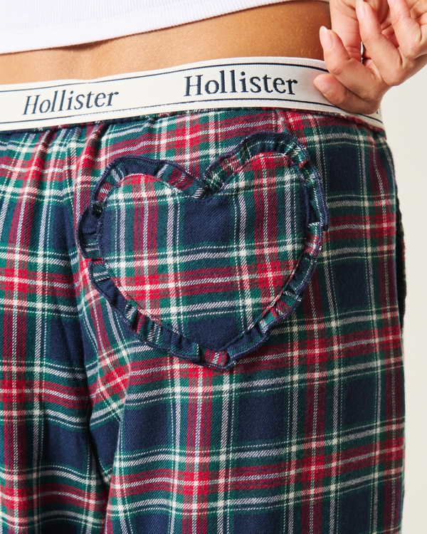 Baggy Flannel Pants, Navy Blue Plaid Shine view 2