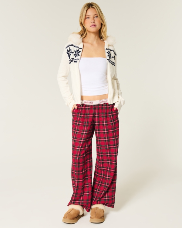 Baggy Flannel Pants, Crimson Plaid view 1