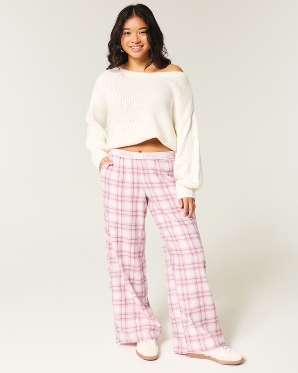 Baggy Flannel Pants, Pink Plaid Shine view 1