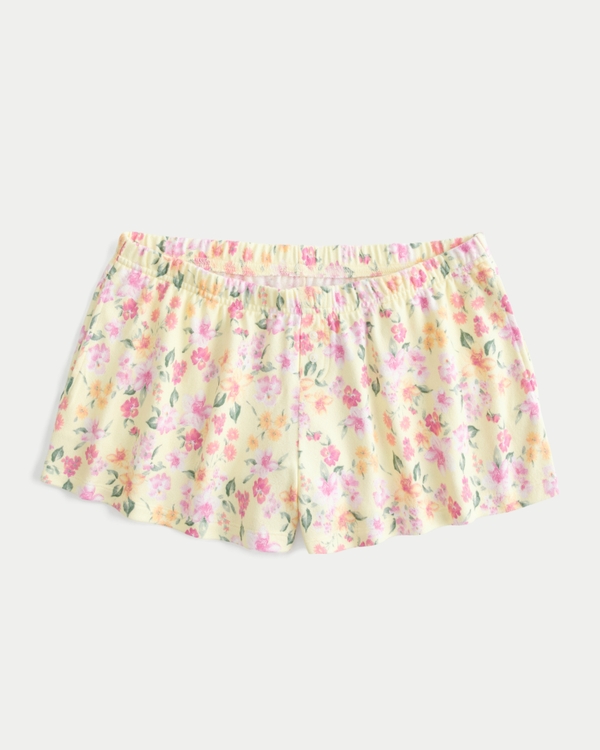 Always Cozy Flutter Boxer Shorts, Butter Yellow Floral view 1