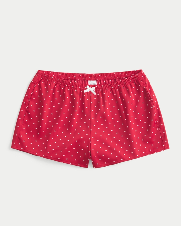 Bow Embellishment Shorts, Red Print view 1