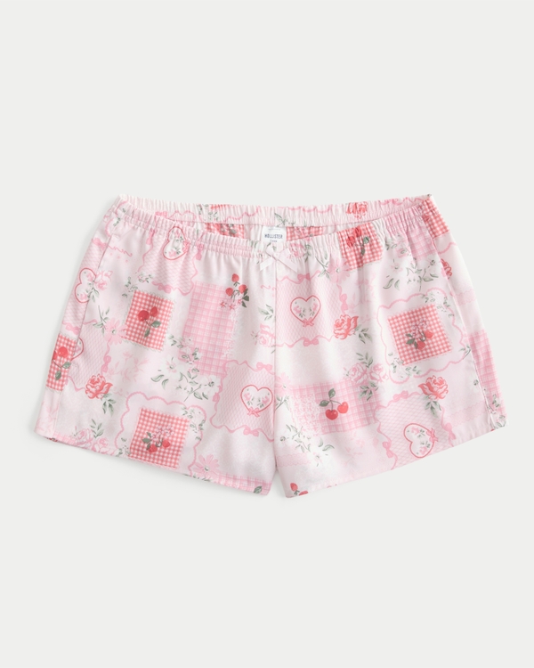 Bow Embellishment Shorts, Light Pink Print view 1