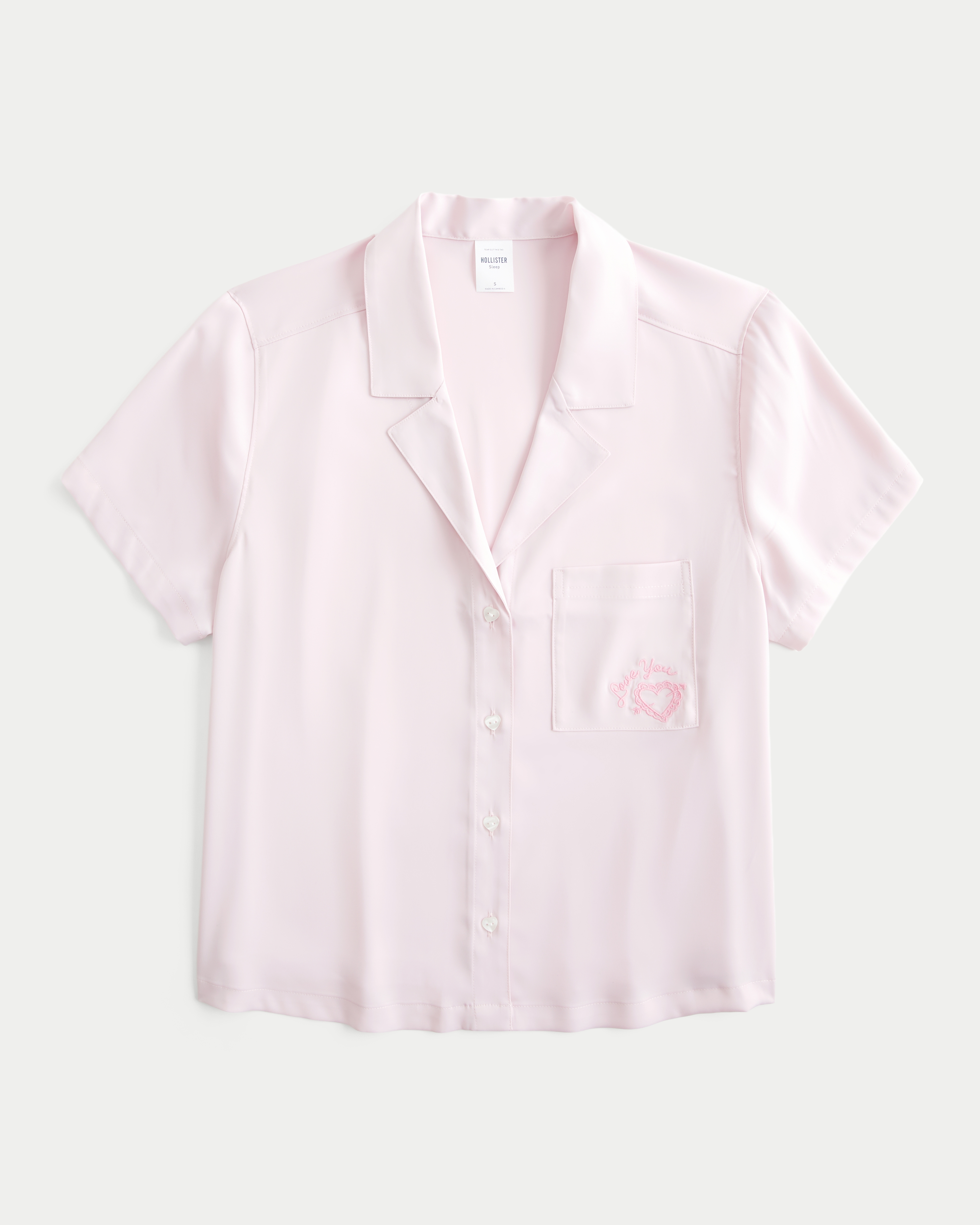 Love You Graphic Button Front Top