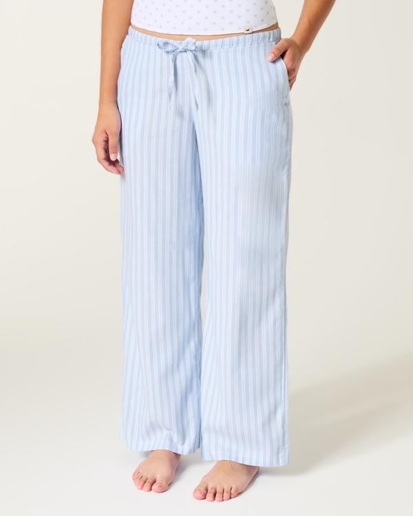 Oxford Wide-Leg Pants, Light Blue Stripe view 2