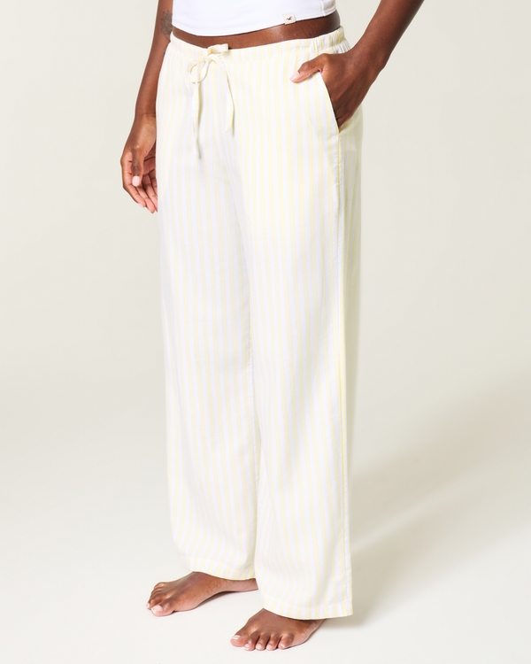 Oxford Wide-Leg Pants, Butter Yellow Stripe view 2