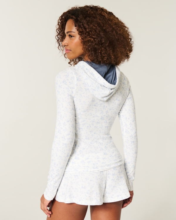 Always Cozy Slim Hoodie, White Floral view 2