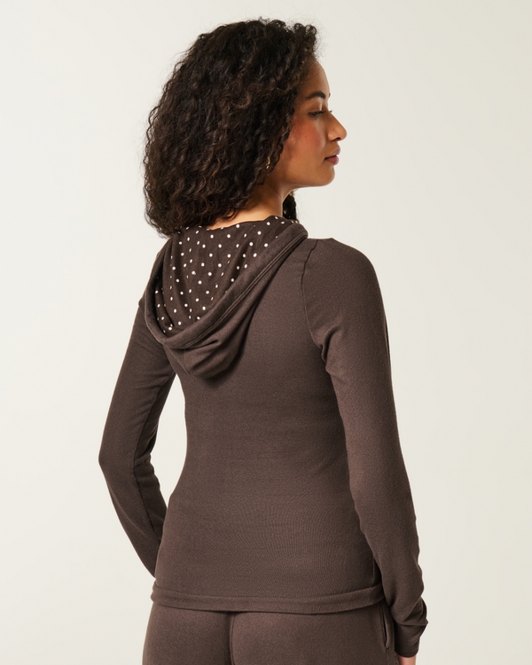 Always Cozy Slim Hoodie, Brown Dot view 2