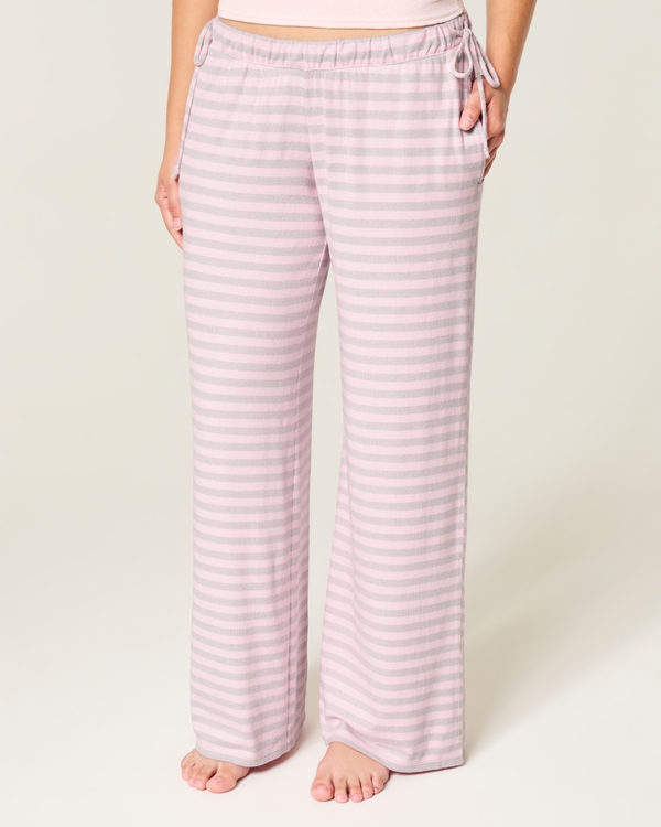 Always Cozy Side-Tie Baggy Pants, Light Pink Stripe view 2