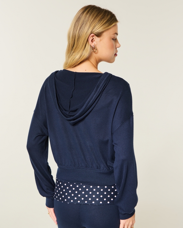 Always Cozy V-Neck Hoodie, Navy view 2