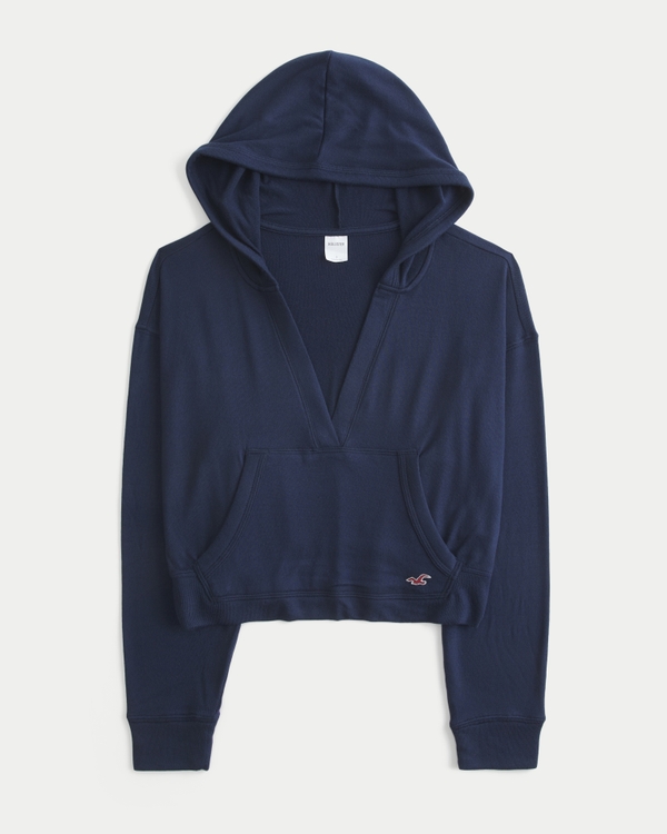 Always Cozy V-Neck Hoodie, Navy view 1