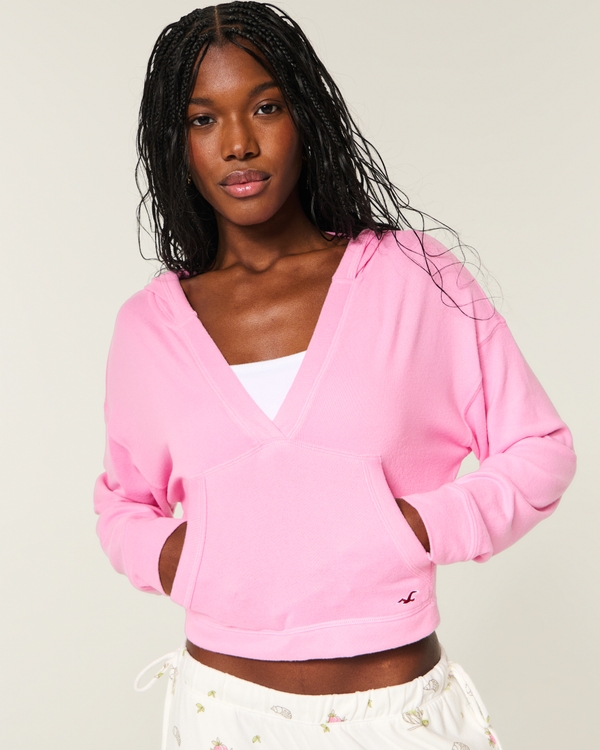 Always Cozy V-Neck Hoodie, Pink view 1