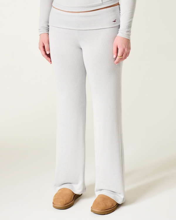 Always Cozy Foldover Flare Pants, Light Heather Grey view 2