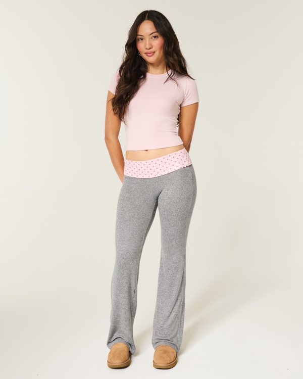 Always Cozy Foldover Flare Pants, Medium Heather Grey view 1