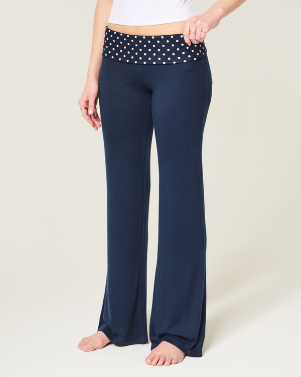 Always Cozy Foldover Flare Pants, Navy view 2