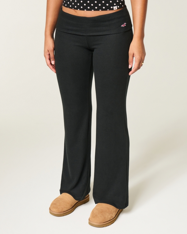 Always Cozy Foldover Flare Pants, Black view 2