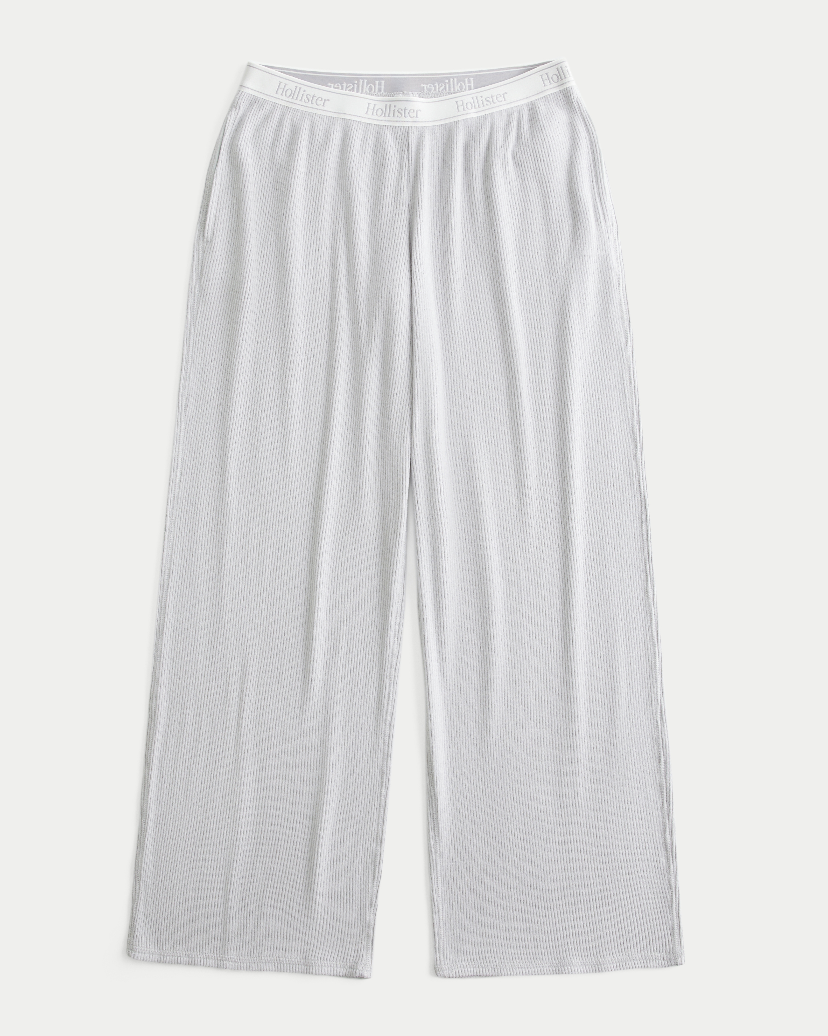 Cosy Rib Elastic Waist Wide Leg Trousers