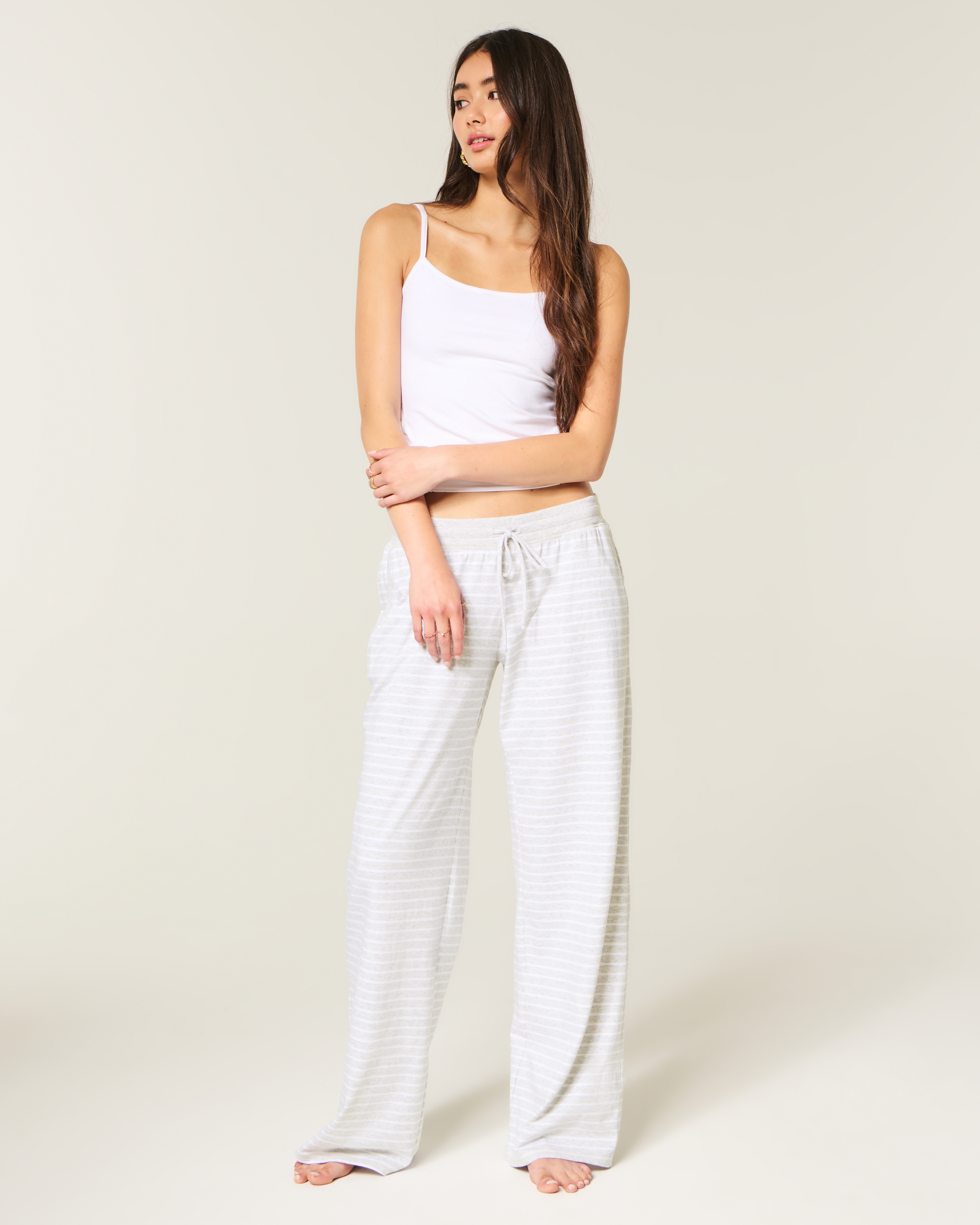 Hollister Cozy Knit Wide-leg Pants In Gray
