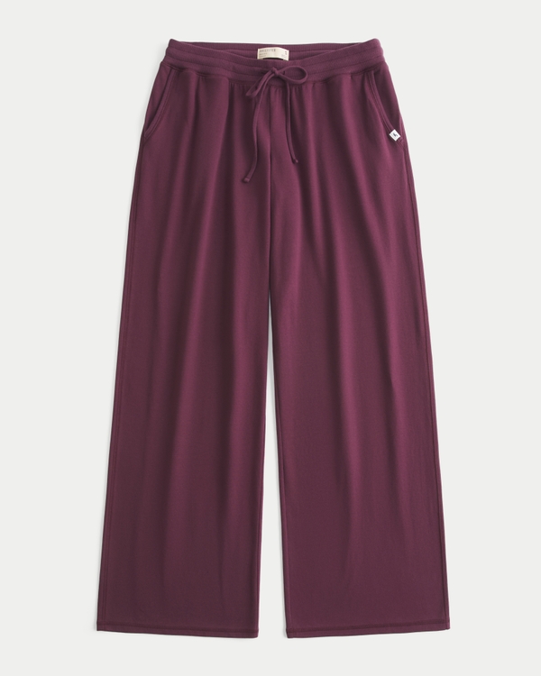 Knit Wide-Leg Pants, Burgundy view 1
