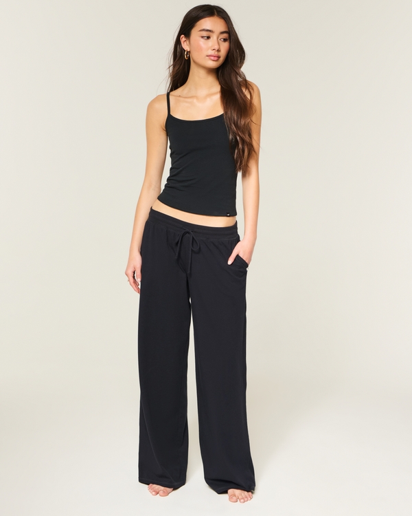 Cozy Knit Wide-Leg Pants, Black view 1