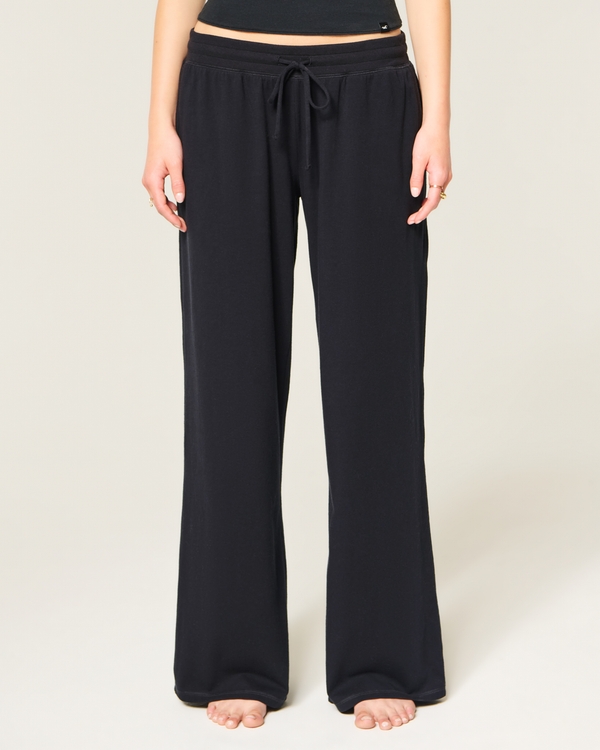 Cozy Knit Wide-Leg Pants, Black view 2