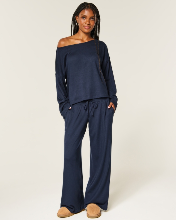 Hollister Comfy Cloud Off-the-Shoulder Top, Navy view 2
