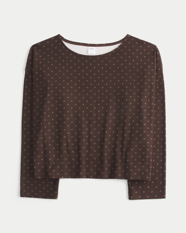 Hollister Comfy Cloud Off-the-Shoulder Top, Brown Dot view 1