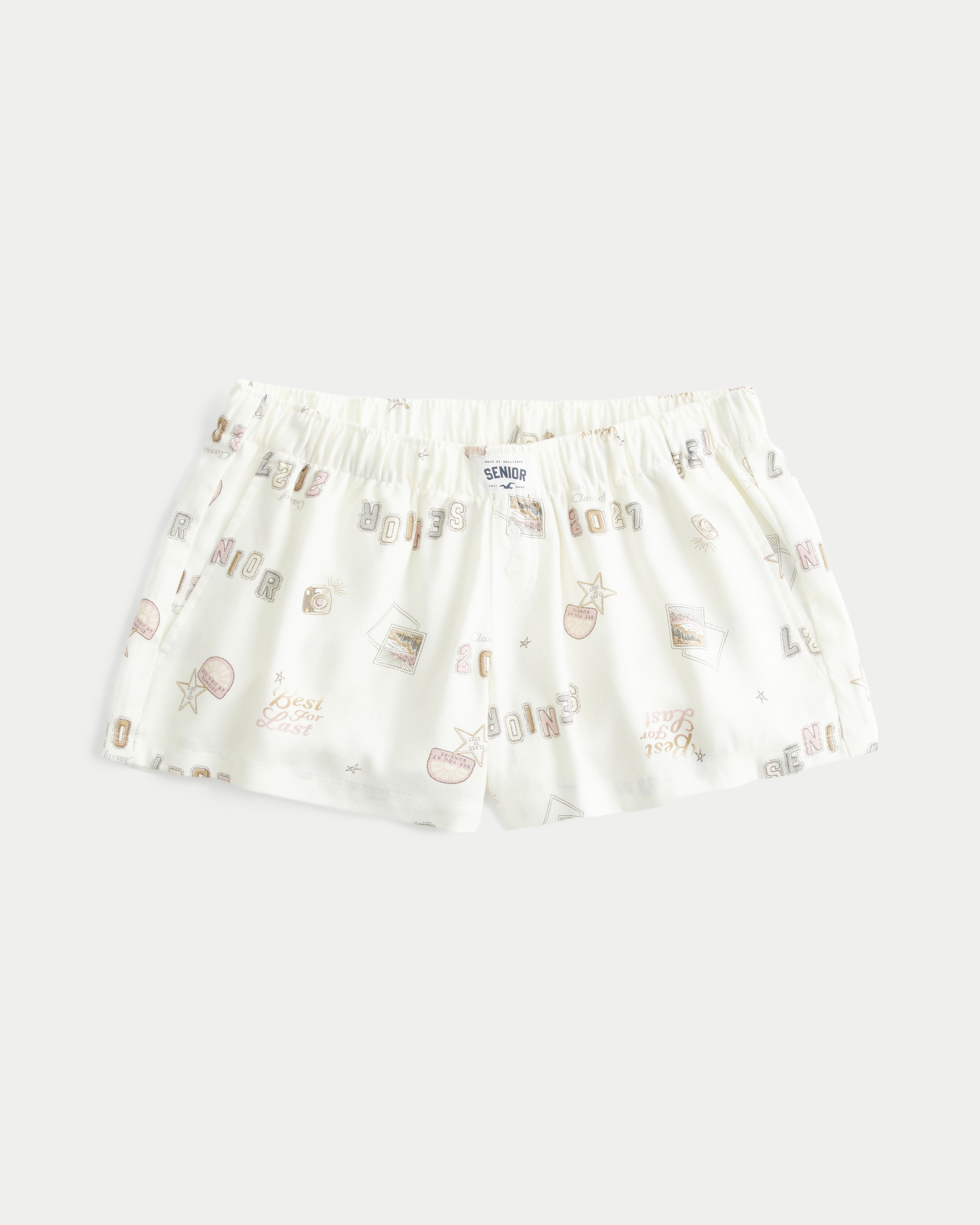 Low-Rise Flannel Senior Graphic Shorts