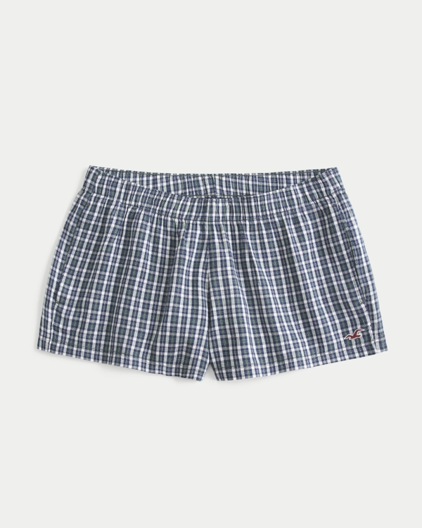 Oxford Mini Boxer Shorts, Navy Plaid view 1
