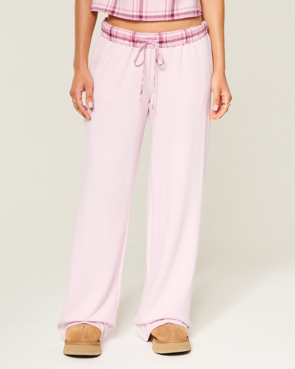 Hollister Comfy Cloud Low-Rise Wide-Leg Pants, Light Pink view 2