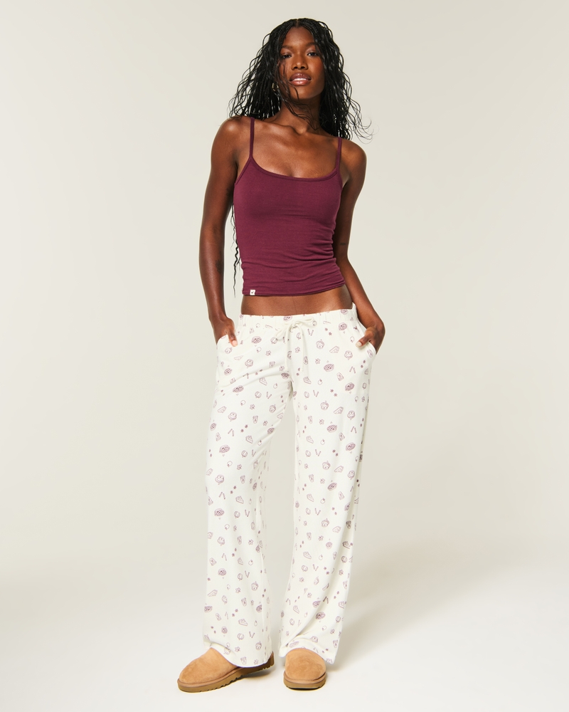 Cozy Wide-Leg Pants - white print by Hollister