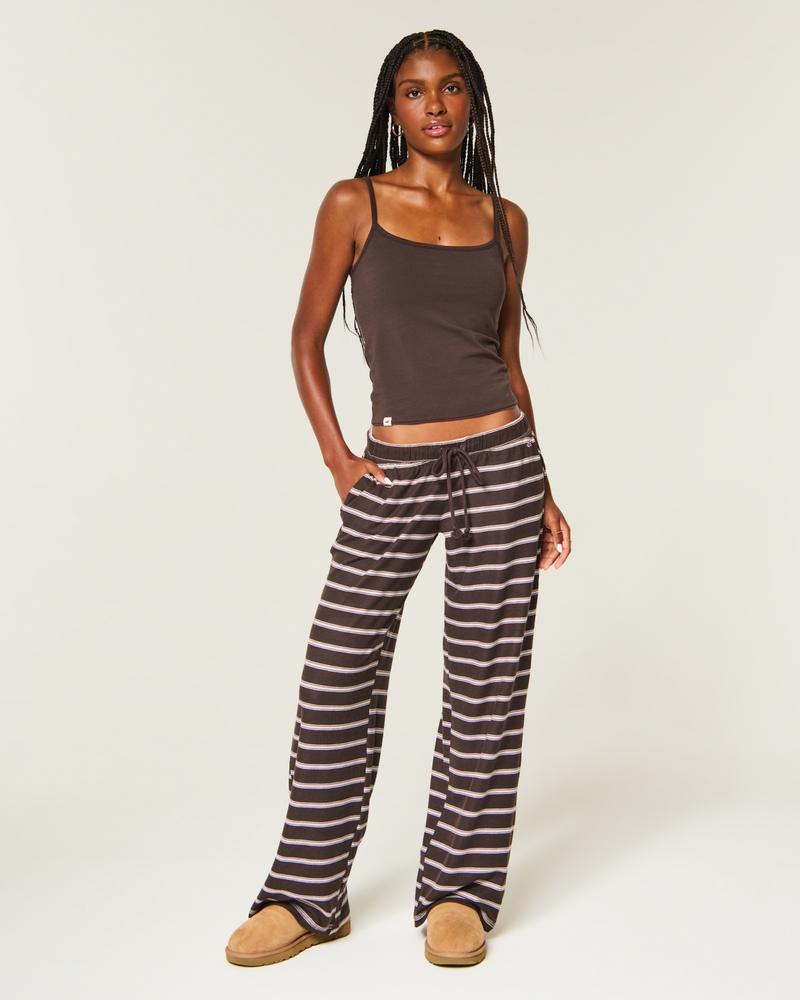 Cozy Wide-Leg Pants - brown stripe by Hollister
