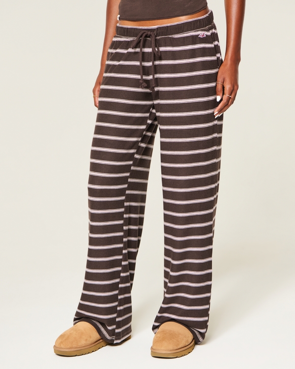 Cozy Wide-Leg Pants, Brown Stripe view 2