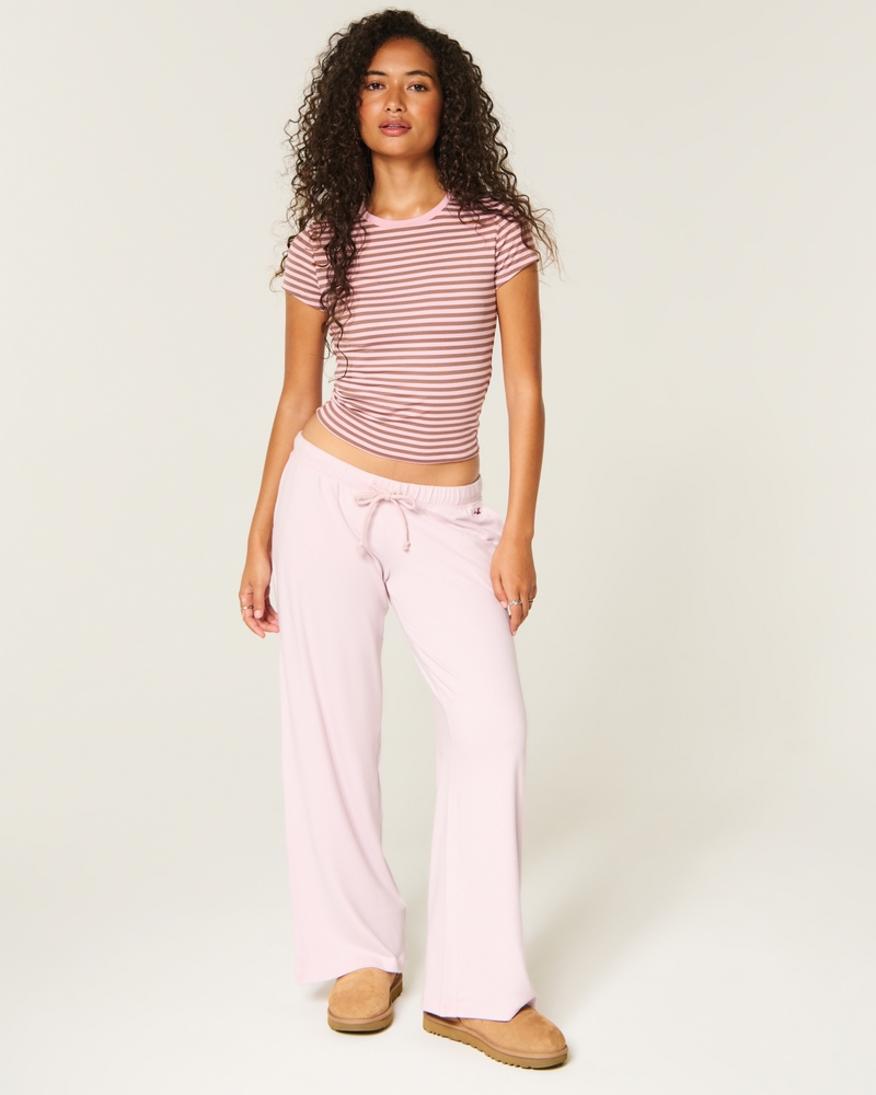 Cozy Wide-Leg Pants - light pink by Hollister